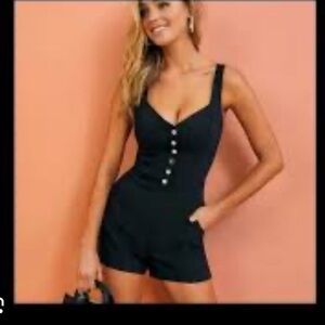 GUESS JEANS Courtney Romper Jumpsuit Women’s Size 8 Black NWT